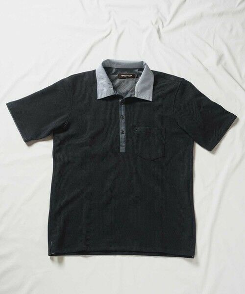 MEN'S BIGI / メンズビギ ポロシャツ | ハニカム裏メッシュイタリアンカラーポロシャツ（ネイビー系）