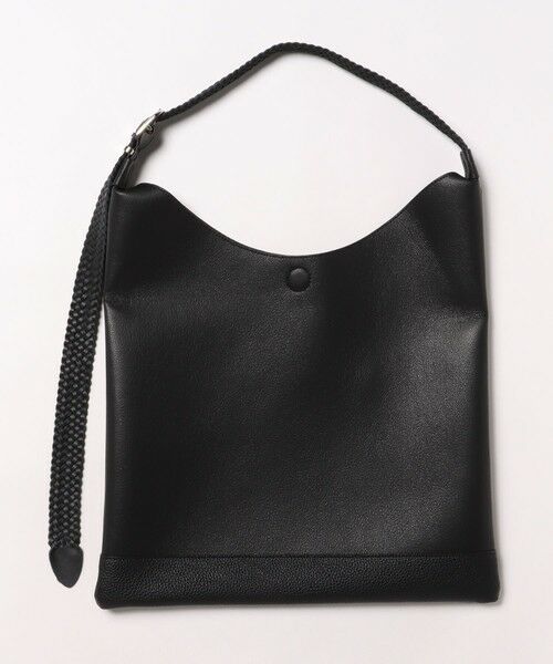 MEN'S BIGI / メンズビギ ショルダーバッグ | メッシュストラップ フェイクレザーショルダーバッグ（ブラック）