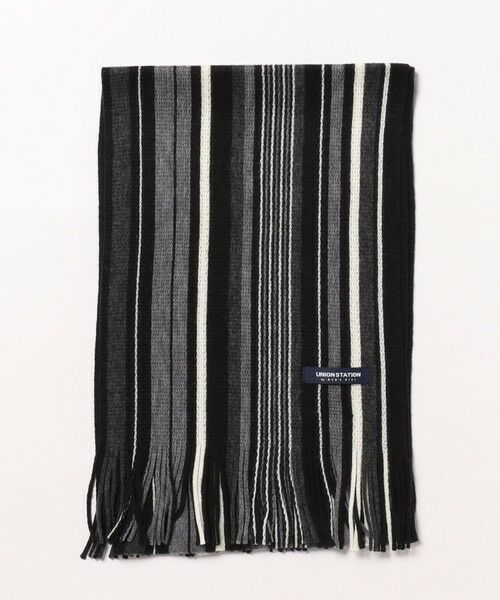 MEN'S BIGI / メンズビギ マフラー・ショール・スヌード・ストール | ストライプラッセルマフラー（ブラック）