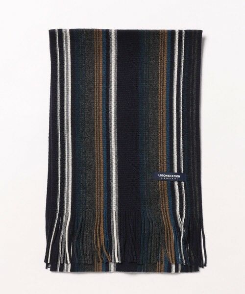 MEN'S BIGI / メンズビギ マフラー・ショール・スヌード・ストール | ストライプラッセルマフラー（ブルー）