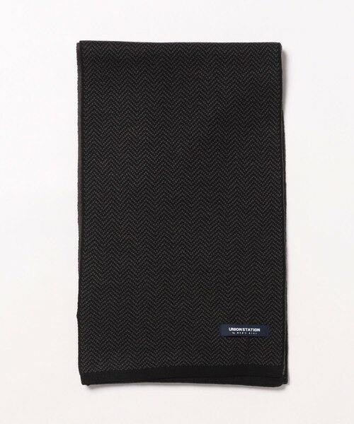MEN'S BIGI / メンズビギ マフラー・ショール・スヌード・ストール | ヘリンボーンリバーシブルマフラー（ブラック）