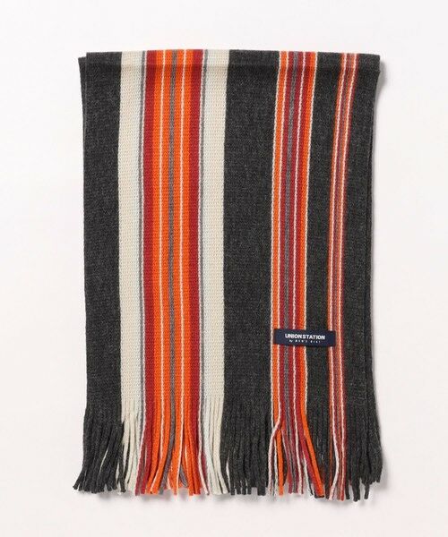 MEN'S BIGI / メンズビギ マフラー・ショール・スヌード・ストール | ストライプラッセルマフラー（オレンジ）