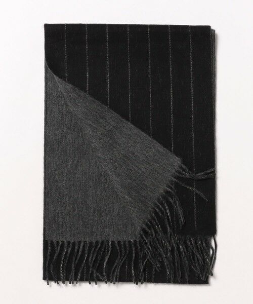 MEN'S BIGI / メンズビギ マフラー・ショール・スヌード・ストール | カシミヤ混ストライプマフラー（ブラック系）