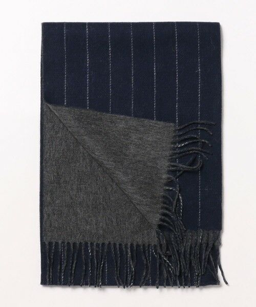 MEN'S BIGI / メンズビギ マフラー・ショール・スヌード・ストール | カシミヤ混ストライプマフラー（ネイビー系）