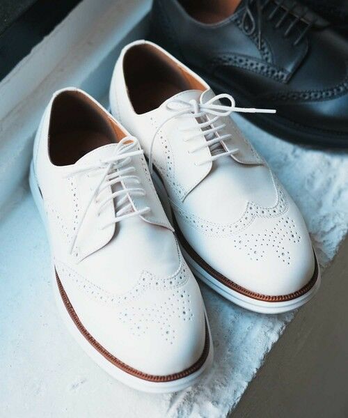 MEN'S BIGI / メンズビギ ビジネス・ドレスシューズ | フェイクレザーウイングチップスニーカー（ホワイト）