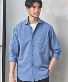 MEN'S BIGI / メンズビギ シャツ・ブラウス | ナチュラルストレッチワッシャー七分袖ワイドカラーシャツ