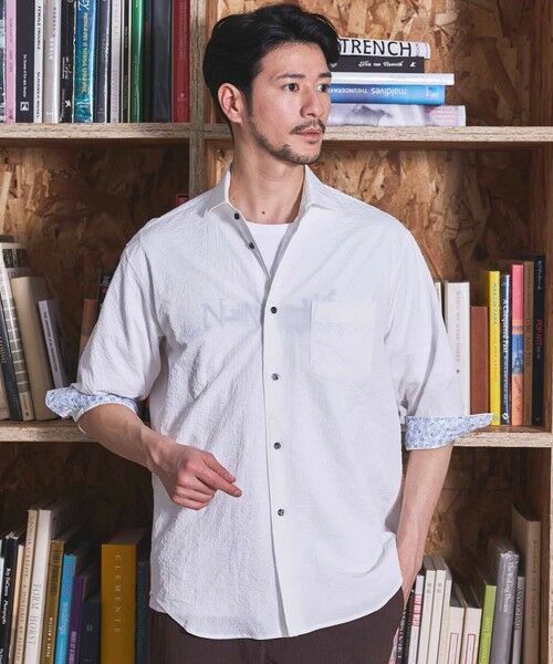 MEN'S BIGI / メンズビギ シャツ・ブラウス | ナチュラルストレッチワッシャー七分袖ワイドカラーシャツ | 詳細2
