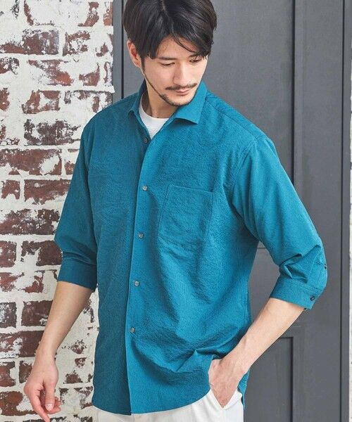 MEN'S BIGI / メンズビギ シャツ・ブラウス | ナチュラルストレッチワッシャー七分袖ワイドカラーシャツ | 詳細12