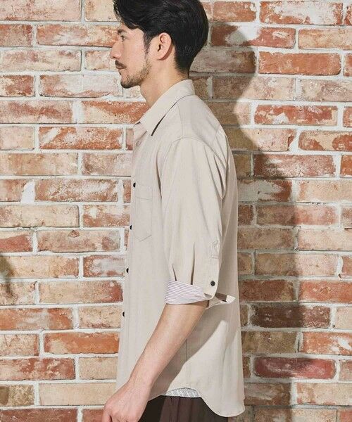 MEN'S BIGI / メンズビギ シャツ・ブラウス | ストレッチカチオン七分袖シャツ | 詳細1