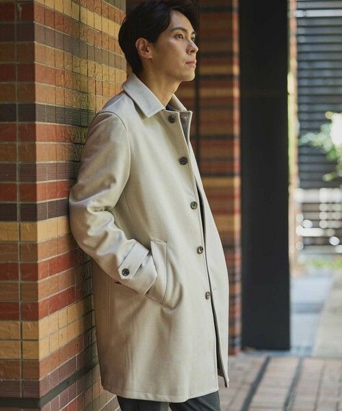 MEN'S BIGI / メンズビギ ステンカラーコート | カットカルゼステンカラーコート | 詳細1