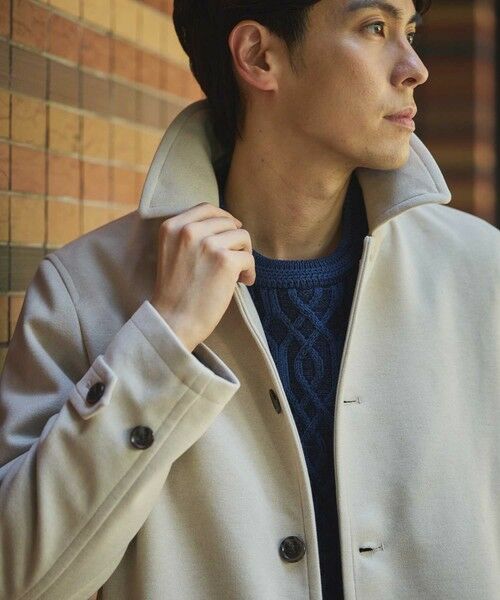 MEN'S BIGI / メンズビギ ステンカラーコート | カットカルゼステンカラーコート | 詳細5