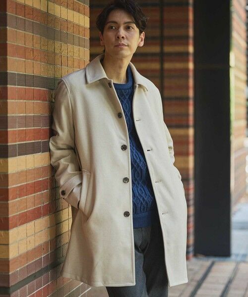 MEN'S BIGI / メンズビギ ステンカラーコート | カットカルゼステンカラーコート（ベージュ）