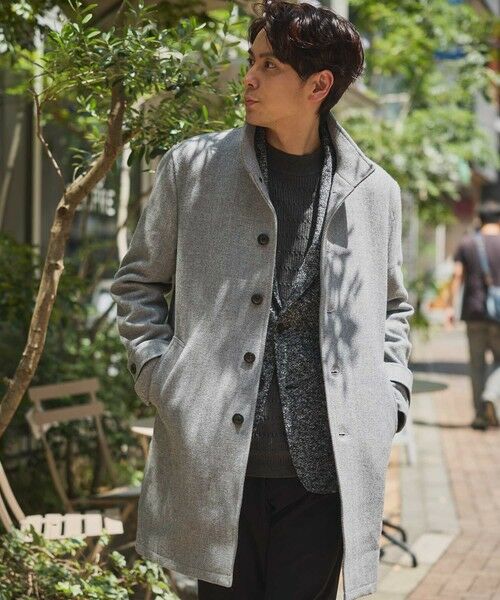 MEN'S BIGI / メンズビギ その他アウター | ヘリンボンスタンドカラーコート | 詳細1