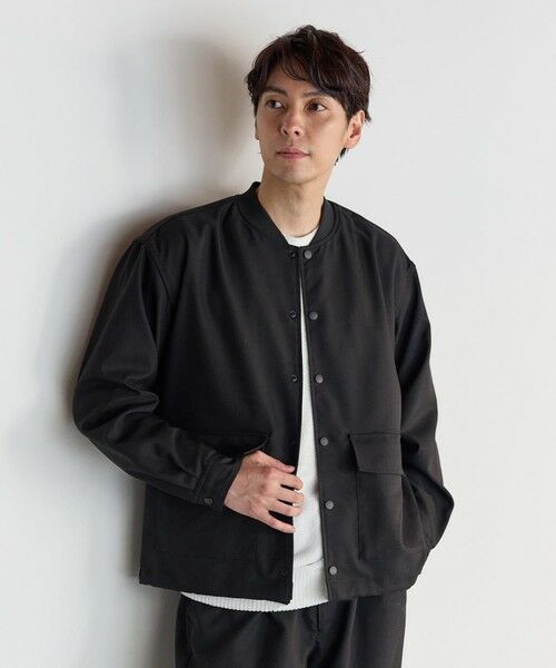 MEN'S BIGI / メンズビギ ブルゾン | 【セットアップ着用可能】ポリエステルギャバジンシャツブルゾン（ブラック）