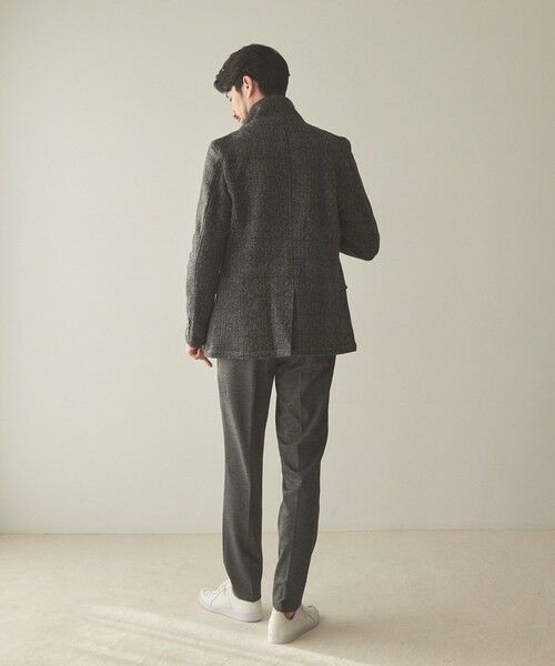 MEN'S BIGI / メンズビギ テーラードジャケット | ヘリンボン柄プリントフリーススタンドジャケット | 詳細5