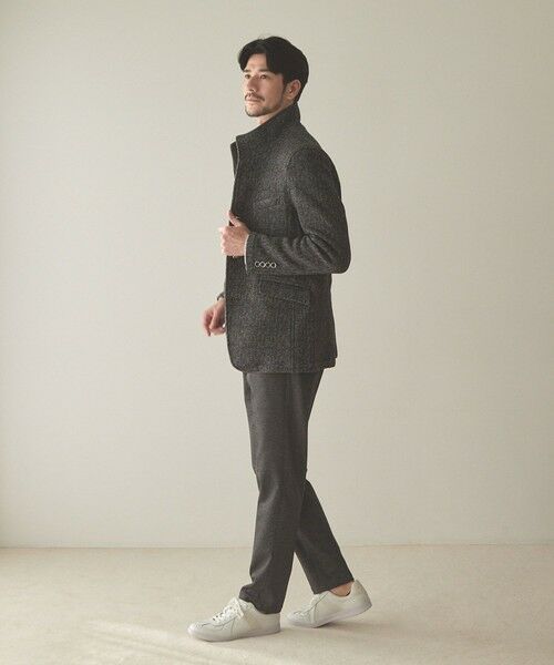MEN'S BIGI / メンズビギ テーラードジャケット | ヘリンボン柄プリントフリーススタンドジャケット | 詳細6