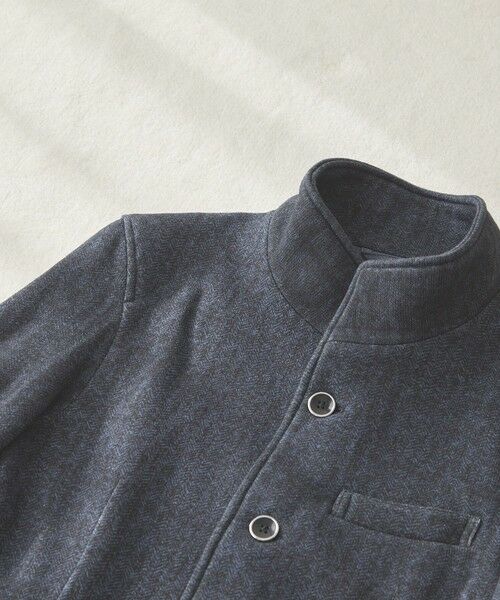 MEN'S BIGI / メンズビギ テーラードジャケット | ヘリンボン柄プリントフリーススタンドジャケット | 詳細7