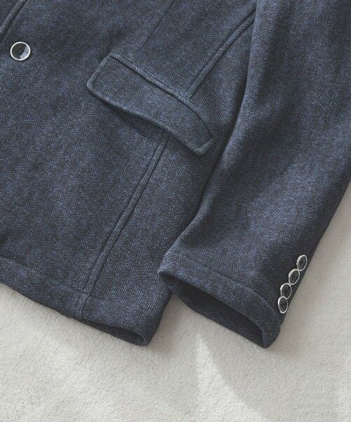 MEN'S BIGI / メンズビギ テーラードジャケット | ヘリンボン柄プリントフリーススタンドジャケット | 詳細8