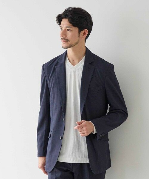 MEN'S BIGI / メンズビギ テーラードジャケット | ジャガードポンチテーラードジャケット（ネイビー）