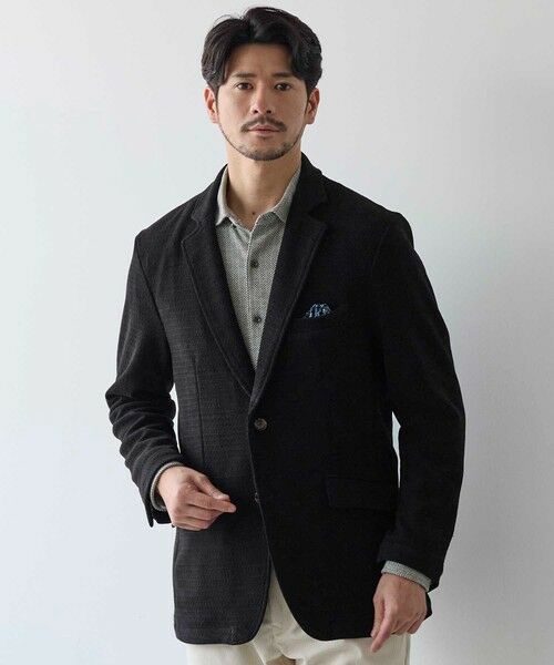 MEN'S BIGI / メンズビギ テーラードジャケット | バスケットジャガードテーラードジャケット（ブラック）