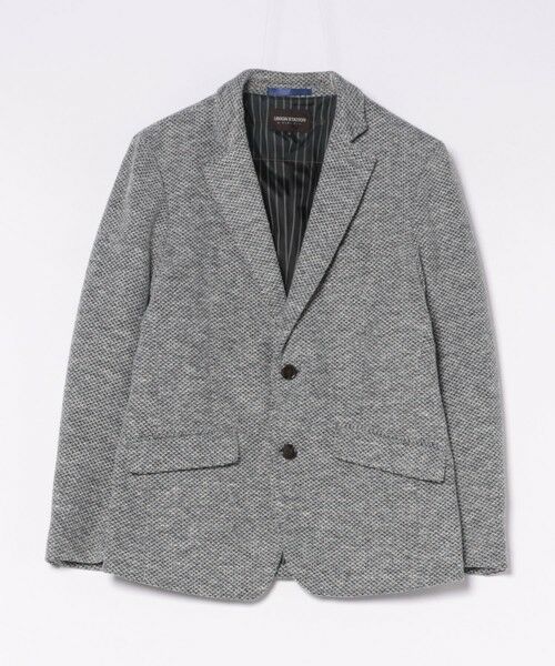 MEN'S BIGI / メンズビギ テーラードジャケット | ラーベン編みテーラードジャケット（ライトグレー）