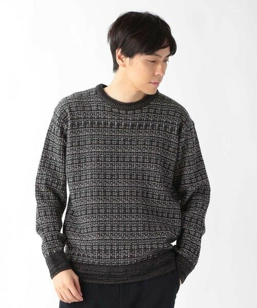MEN'S BIGI / メンズビギ ニット・セーター | ツイードライクニットリラックスプルオーバー（ブラック）