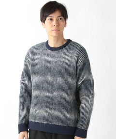 MEN'S BIGI / メンズビギ ニット・セーター | グラデーション ストライプ ボーダー クルーネックニット