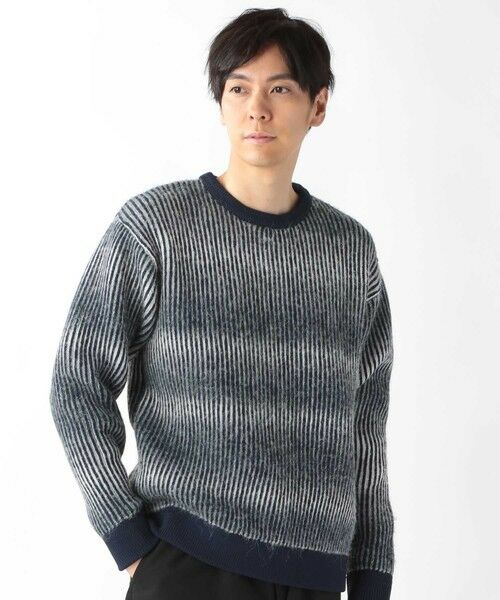MEN'S BIGI / メンズビギ ニット・セーター | グラデーション ストライプ ボーダー クルーネックニット | 詳細5