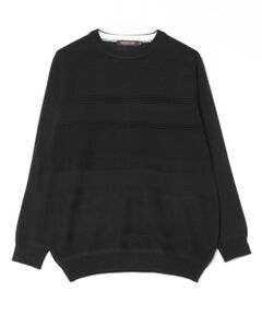 MEN'S BIGI / メンズビギ ニット・セーター | リンクスジャガード 切り替えデザイン　ハイゲージクルーネックニット