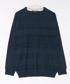 MEN'S BIGI / メンズビギ ニット・セーター | リンクスジャガード 切り替えデザイン　ハイゲージクルーネックニット