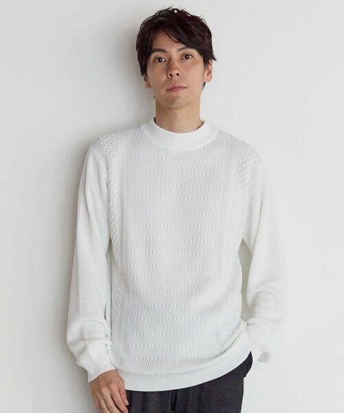 MEN'S BIGI / メンズビギ ニット・セーター | スウィッチデザイン モックネックニット（オフホワイト）