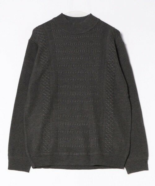 MEN'S BIGI / メンズビギ ニット・セーター | スウィッチデザイン モックネックニット（チャコールグレー）