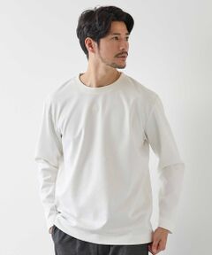 MEN'S BIGI / メンズビギ Tシャツ | フェイクスウェード エンボスプリント ロングスリーブ カットソー
