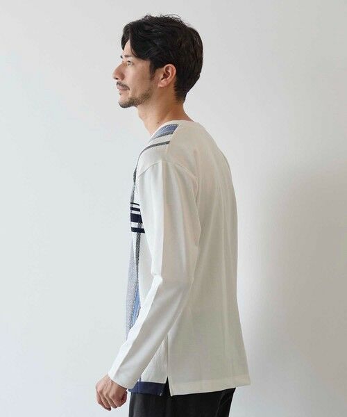 MEN'S BIGI / メンズビギ スウェット | ニット×ポンチ パネル切り替え クルーネックロンT | 詳細1