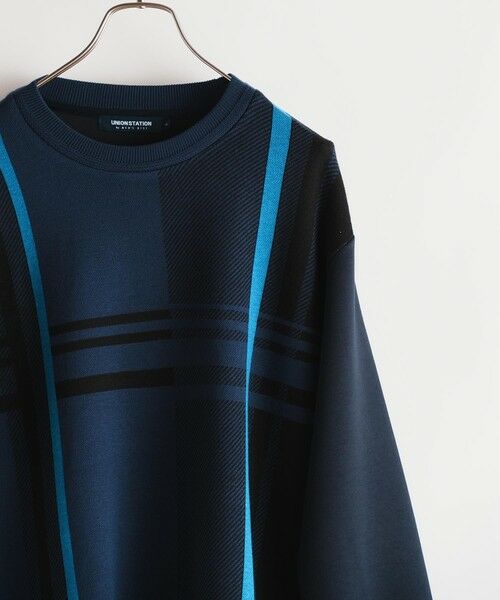 MEN'S BIGI / メンズビギ スウェット | ニット×ポンチ パネル切り替え クルーネックロンT | 詳細6