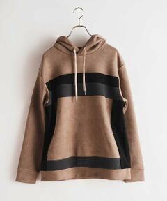 MEN'S BIGI / メンズビギ スウェット | フェイクスエード 切り替え リラックスフィットパーカ