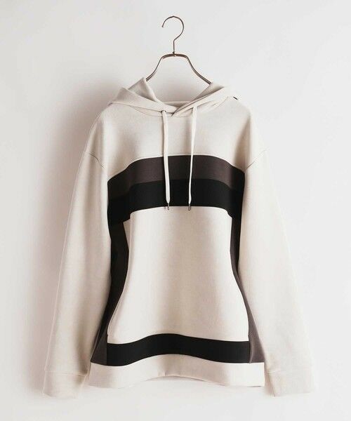 MEN'S BIGI / メンズビギ スウェット | フェイクスエード 切り替え リラックスフィットパーカ（ホワイト）