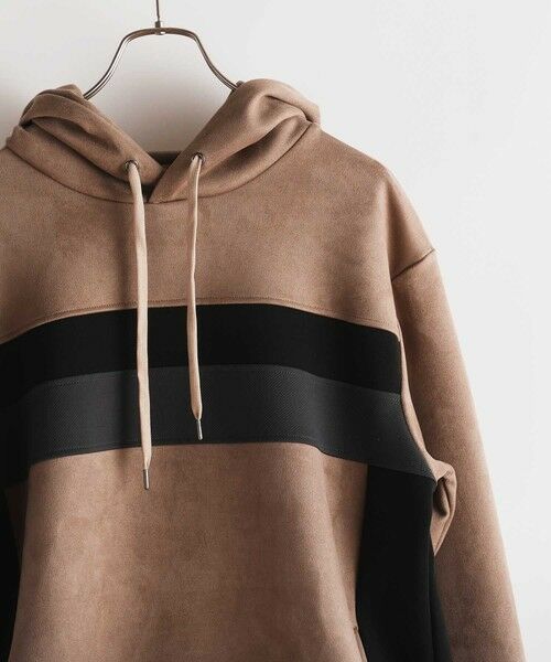 MEN'S BIGI / メンズビギ スウェット | フェイクスエード 切り替え リラックスフィットパーカ | 詳細5