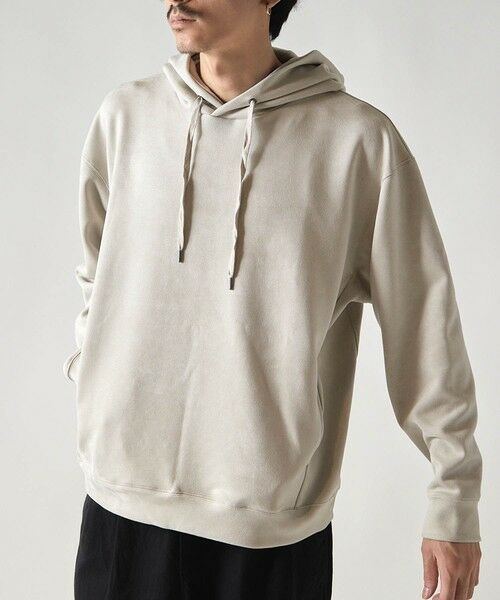 MEN'S BIGI / メンズビギ スウェット | ＊WEB限定 フェイクスエード リラックスフィットフーディ | 詳細4