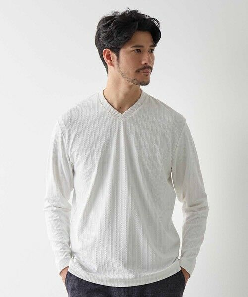 MEN'S BIGI / メンズビギ Tシャツ | リンクスジャガード　リブニットソーTシャツ | 詳細1