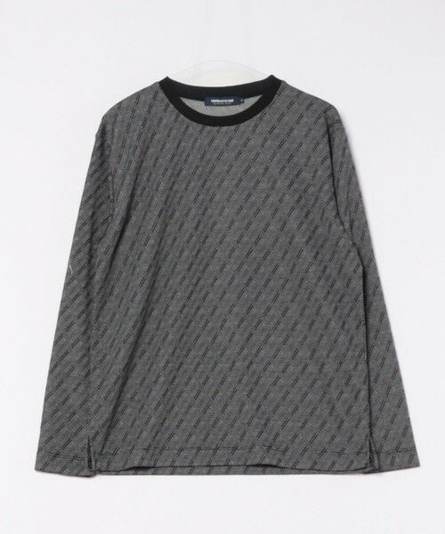 MEN'S BIGI / メンズビギ Tシャツ | ジオメトリックジャガードクルーネックT（ボルドー系）