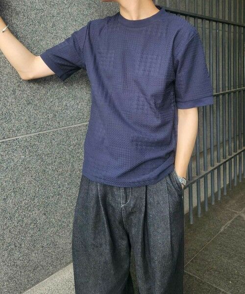 MEN'S BIGI / メンズビギ Tシャツ | リンクスジャガードグレンチェック柄T | 詳細5