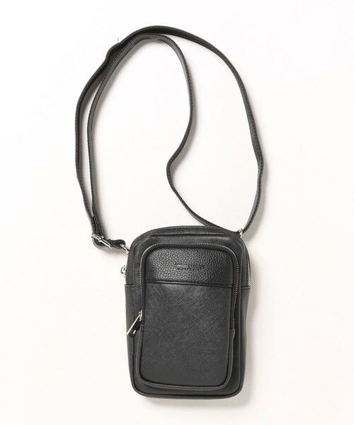 MEN'S BIGI / メンズビギ ショルダーバッグ | メタルZIP仕様 サフィアーノフェイクレザー 縦型 ミニショルダーバッグ | 詳細7