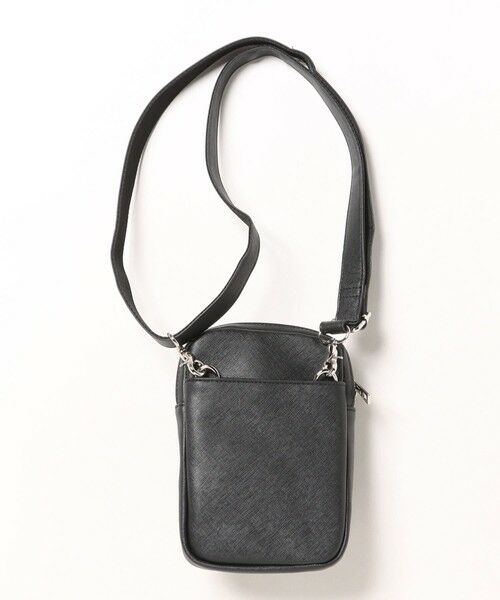 MEN'S BIGI / メンズビギ ショルダーバッグ | メタルZIP仕様 サフィアーノフェイクレザー 縦型 ミニショルダーバッグ | 詳細8