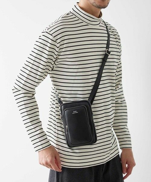 MEN'S BIGI / メンズビギ ショルダーバッグ | 【SEEKER/シーカー×UNIONSTATION別注】牛革ミニショルダーバッグ/ネックポーチ（ブラック）