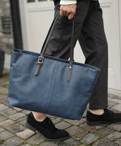 MEN'S BIGI / メンズビギ トートバッグ | 【PRO-SPERITY/プロスペリティ】別注　フェイクレザートートバッグ（ブルー）