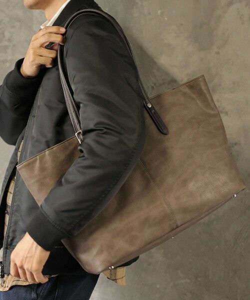 MEN'S BIGI / メンズビギ トートバッグ | 【PRO-SPERITY/プロスペリティ】別注　フェイクレザートートバッグ（グレー系）