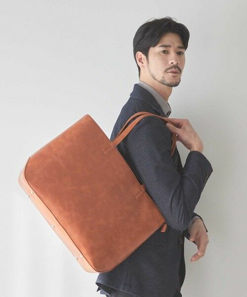 MEN'S BIGI / メンズビギ トートバッグ | ムラ加工フェイクレザートートバッグ | 詳細12