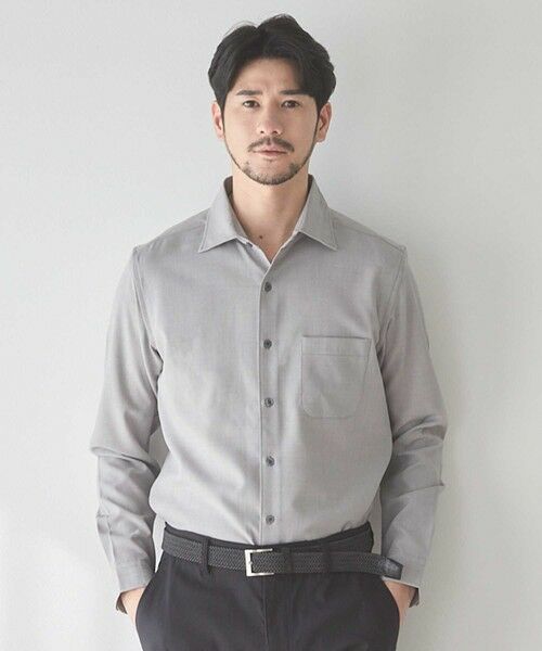 MEN'S BIGI / メンズビギ シャツ・ブラウス | ストレッチカチオンワイドカラーシャツ（ライトグレー）