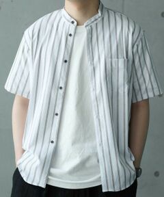 MEN'S BIGI / メンズビギ シャツ・ブラウス | ドビージャガードバンドカラー半袖シャツ